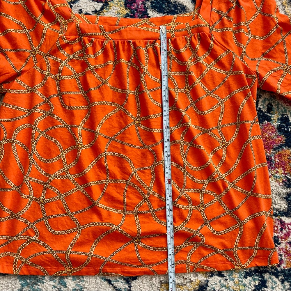 Michael Kors Square Neck Zinnia Chain Print Top Size L - Picture 7 of 8